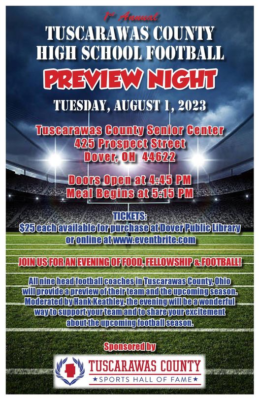 Tuscarawas County High School Football Preview Night set for Aug. 1